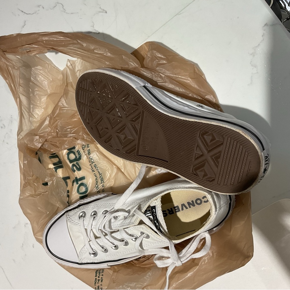 Converse White and Brown Sneakers